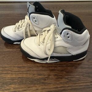 Jordan 5s White and Black High-Top Sneakers